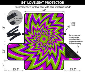 Green Big Bang Moving Optical Illusion Loveseat Protector