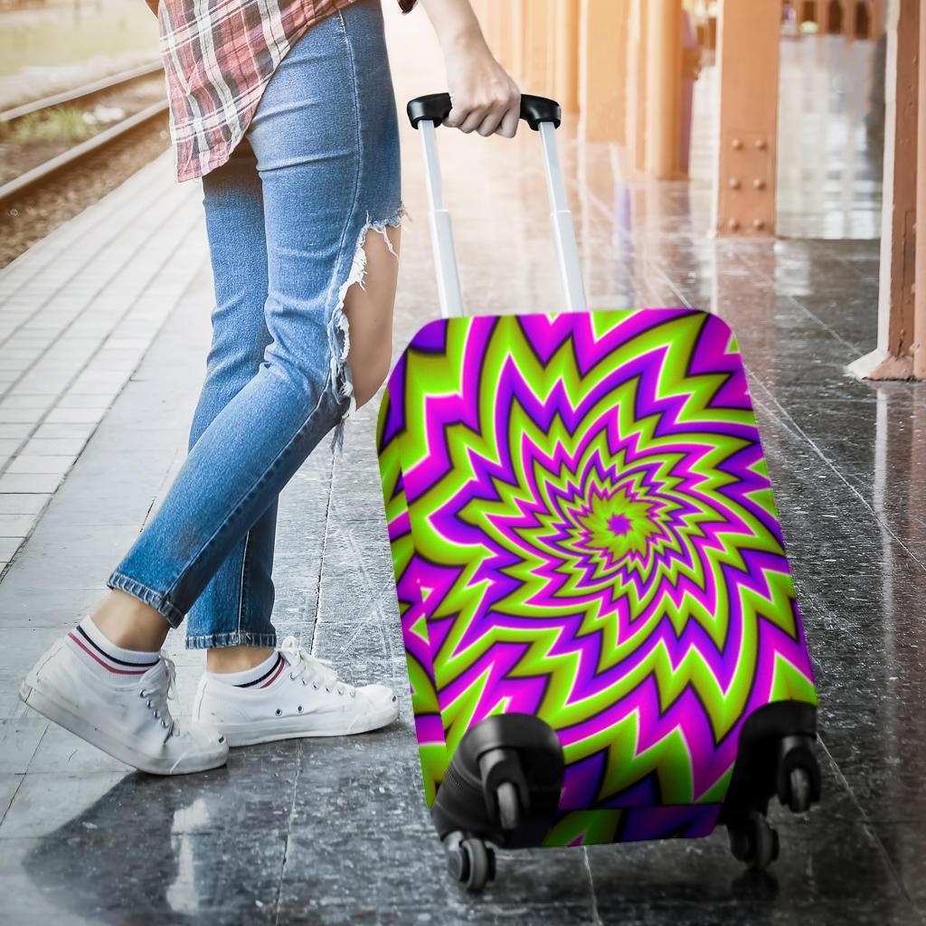 Green Big Bang Moving Optical Illusion Luggage Cover GearFrost