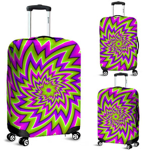 Green Big Bang Moving Optical Illusion Luggage Cover GearFrost