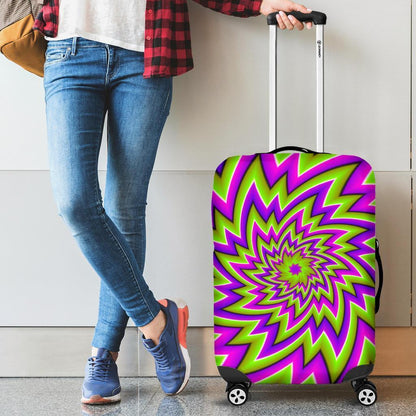 Green Big Bang Moving Optical Illusion Luggage Cover GearFrost