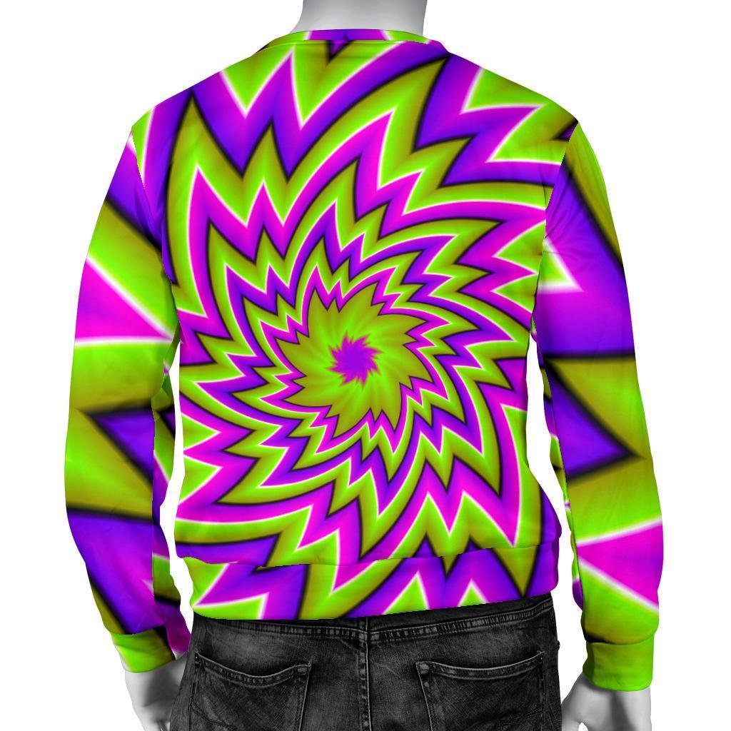 Green Big Bang Moving Optical Illusion Men's Crewneck Sweatshirt GearFrost