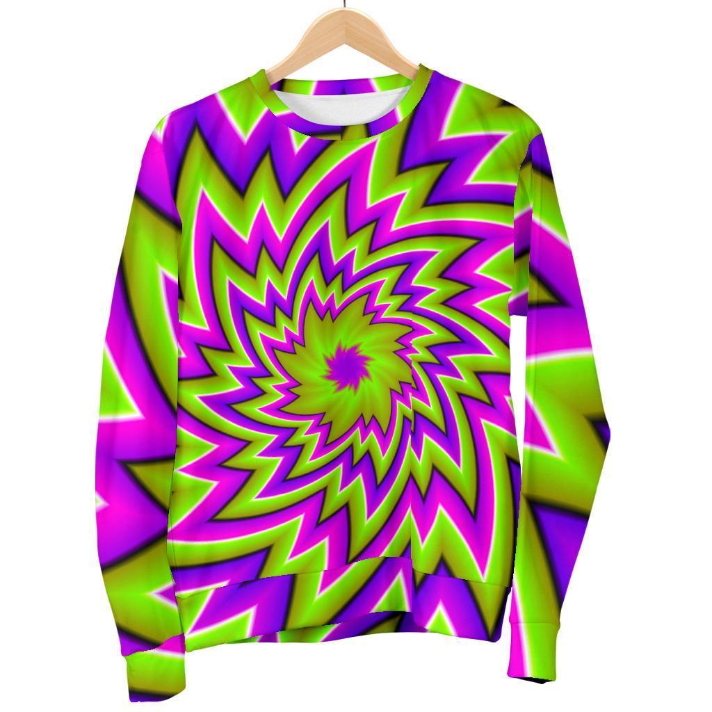 Green Big Bang Moving Optical Illusion Men's Crewneck Sweatshirt GearFrost