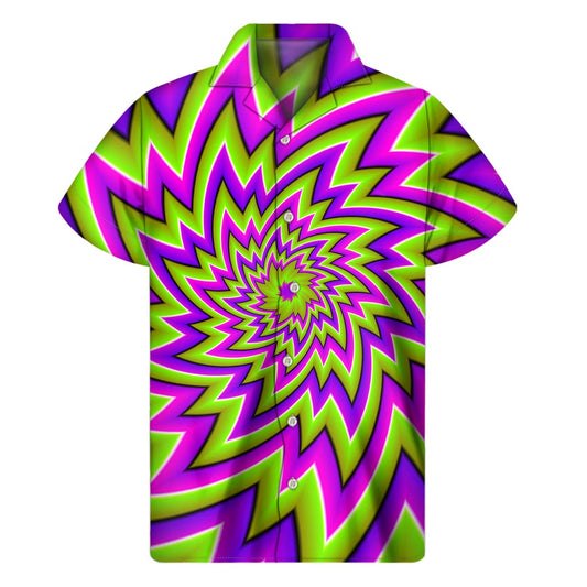 Green Big Bang Moving Optical Illusion Men's Short Sleeve Shirt