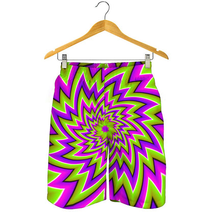 Green Big Bang Moving Optical Illusion Men's Shorts