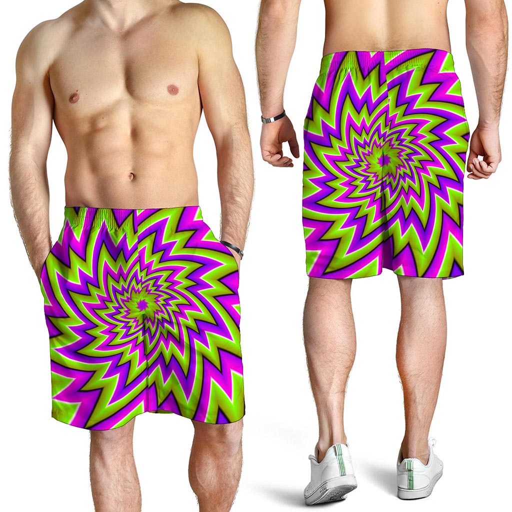 Green Big Bang Moving Optical Illusion Men's Shorts