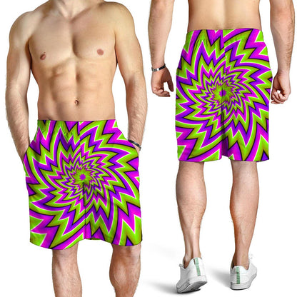 Green Big Bang Moving Optical Illusion Men's Shorts