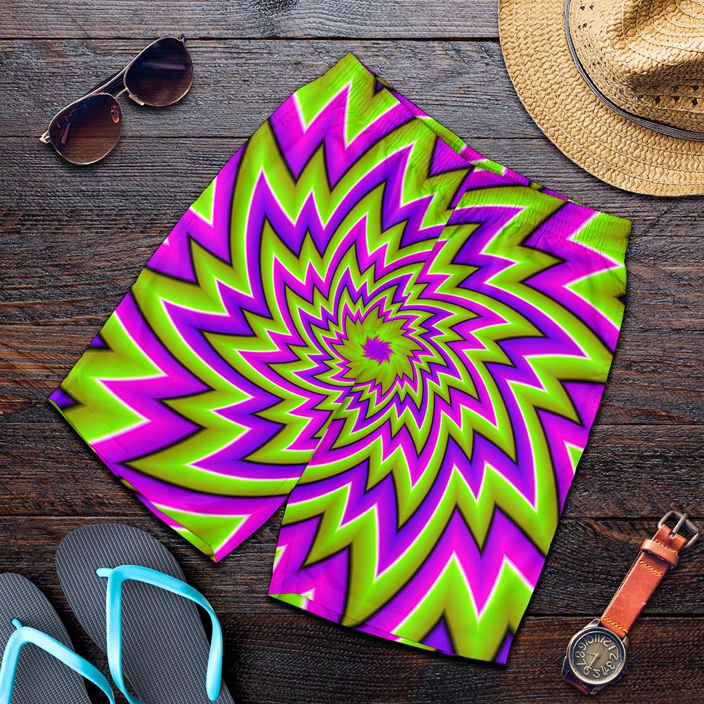 Green Big Bang Moving Optical Illusion Men's Shorts