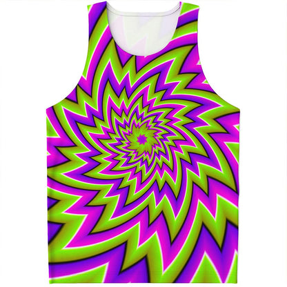 Green Big Bang Moving Optical Illusion Men's Tank Top