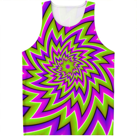 Green Big Bang Moving Optical Illusion Men's Tank Top