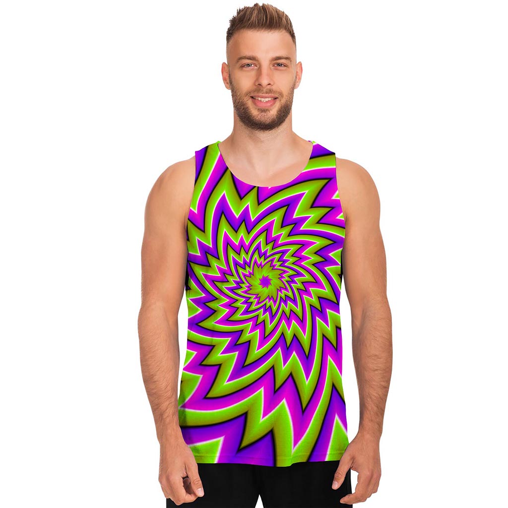 Green Big Bang Moving Optical Illusion Men's Tank Top