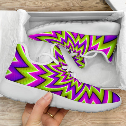 Green Big Bang Moving Optical Illusion Mesh Knit Shoes GearFrost