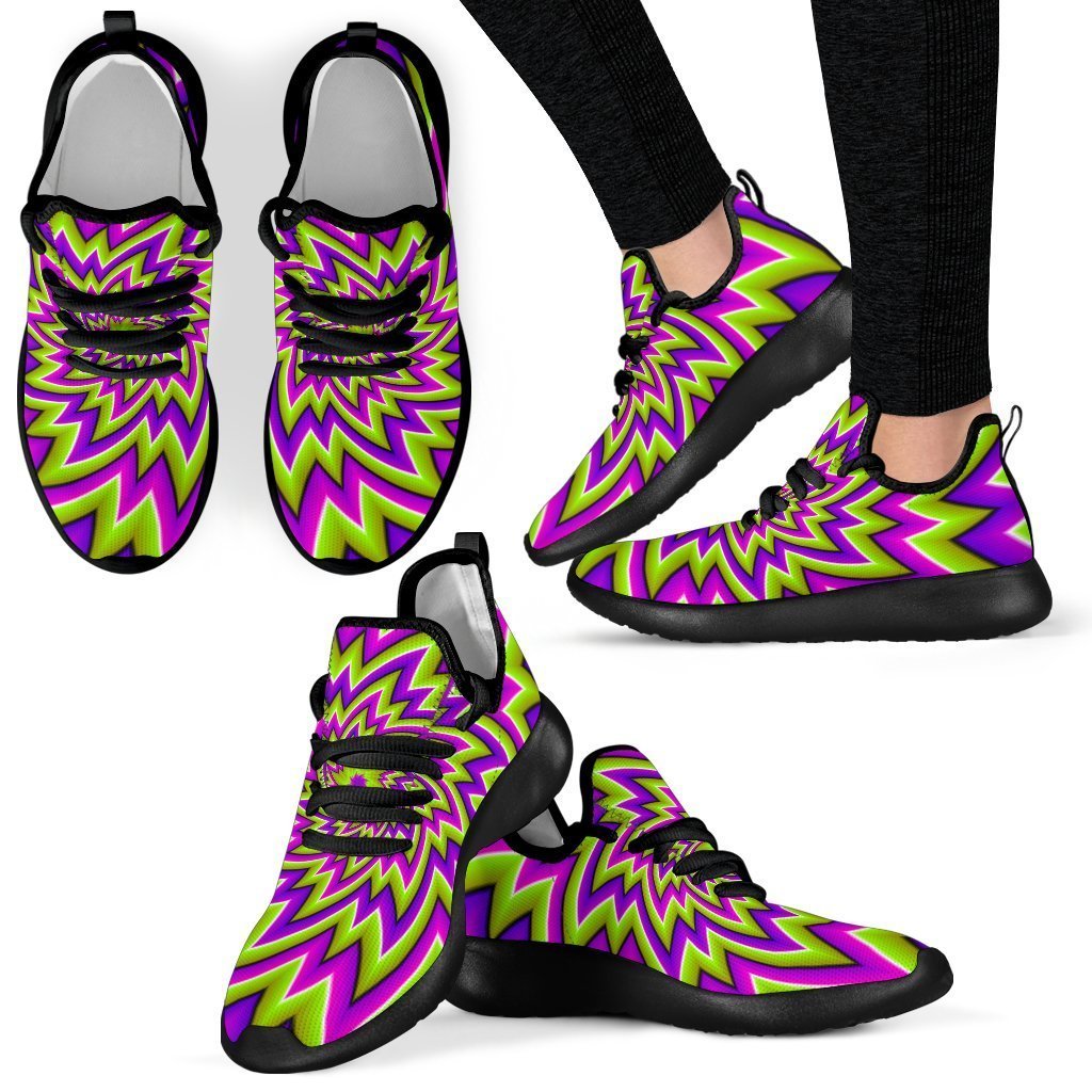 Green Big Bang Moving Optical Illusion Mesh Knit Shoes GearFrost