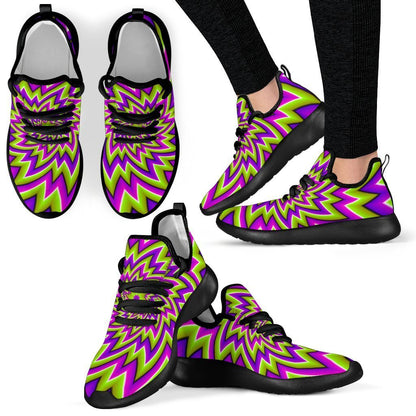 Green Big Bang Moving Optical Illusion Mesh Knit Shoes GearFrost