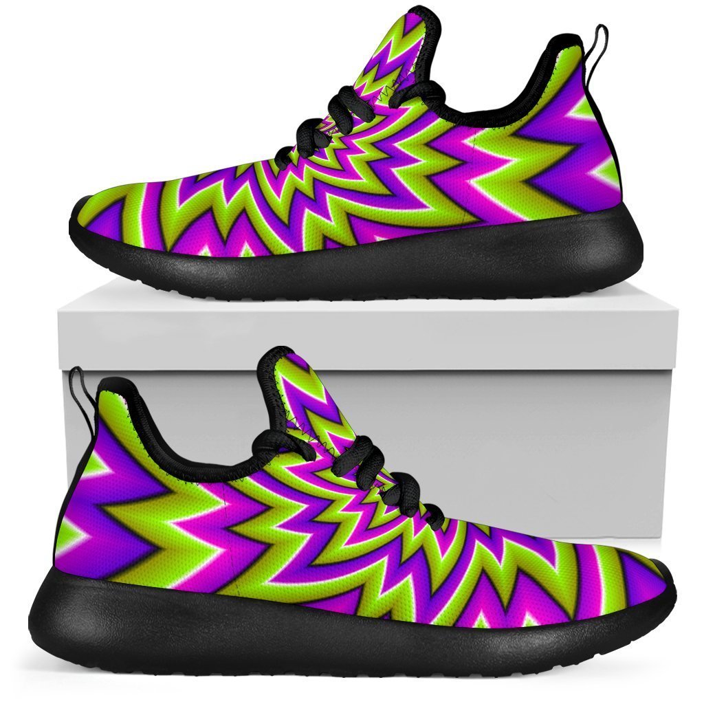 Green Big Bang Moving Optical Illusion Mesh Knit Shoes GearFrost