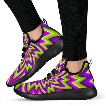 Green Big Bang Moving Optical Illusion Mesh Knit Shoes GearFrost