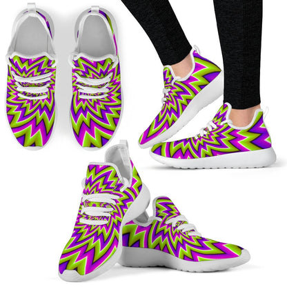 Green Big Bang Moving Optical Illusion Mesh Knit Shoes GearFrost