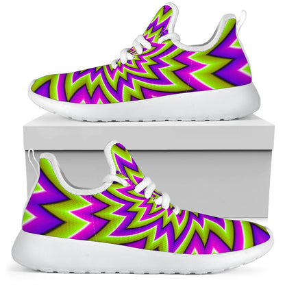 Green Big Bang Moving Optical Illusion Mesh Knit Shoes GearFrost