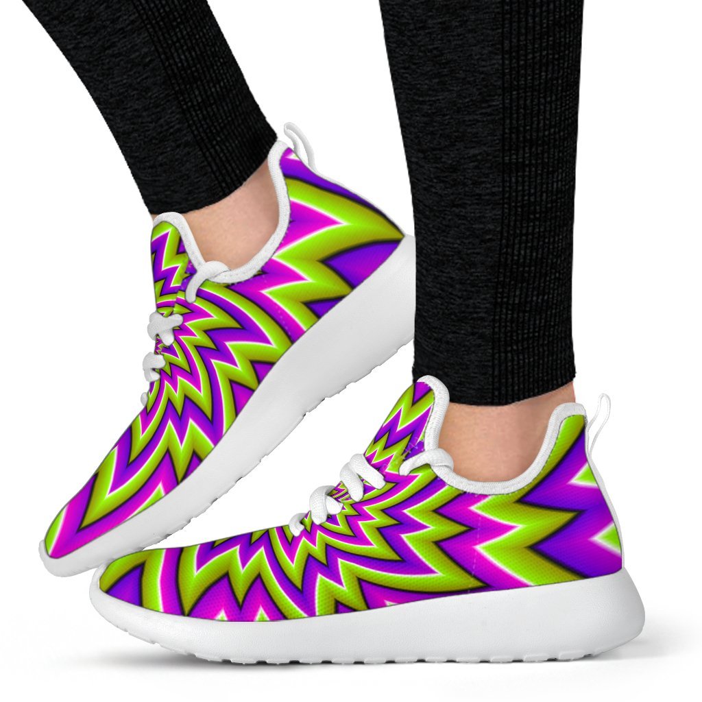 Green Big Bang Moving Optical Illusion Mesh Knit Shoes GearFrost