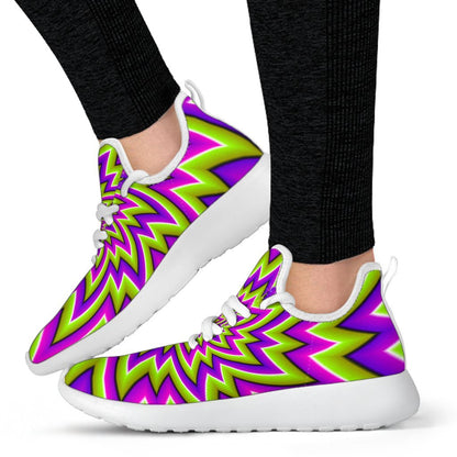 Green Big Bang Moving Optical Illusion Mesh Knit Shoes GearFrost