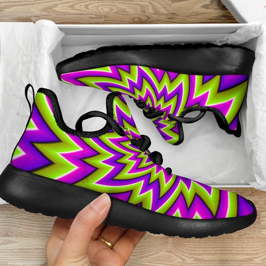 Green Big Bang Moving Optical Illusion Mesh Knit Shoes GearFrost