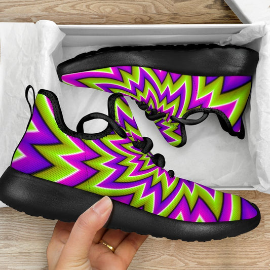 Green Big Bang Moving Optical Illusion Mesh Knit Shoes GearFrost