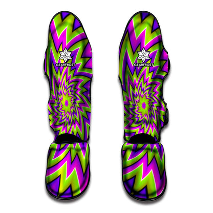 Green Big Bang Moving Optical Illusion Muay Thai Shin Guard
