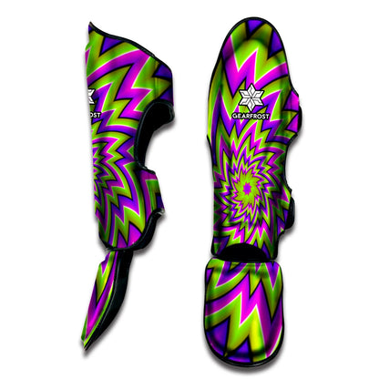 Green Big Bang Moving Optical Illusion Muay Thai Shin Guard