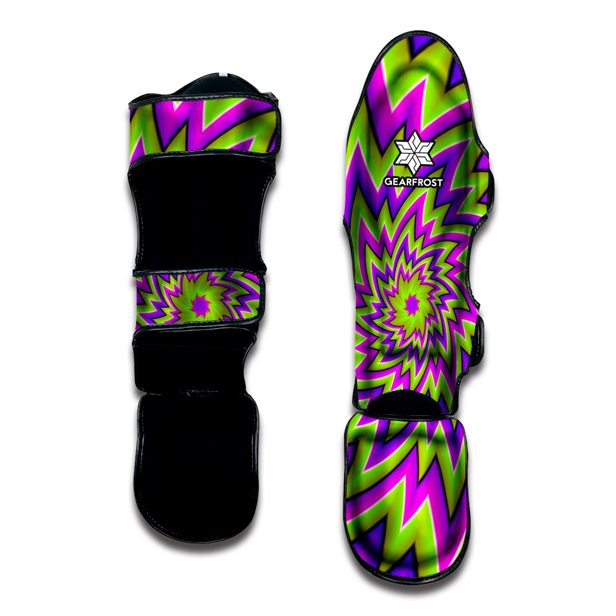 Green Big Bang Moving Optical Illusion Muay Thai Shin Guard