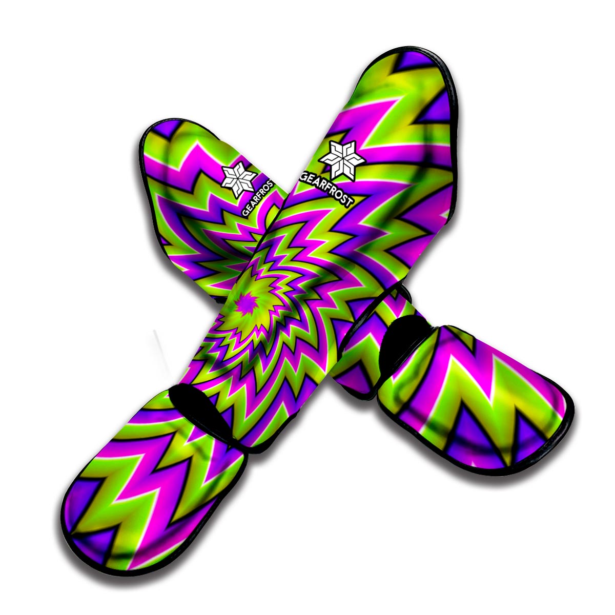 Green Big Bang Moving Optical Illusion Muay Thai Shin Guard