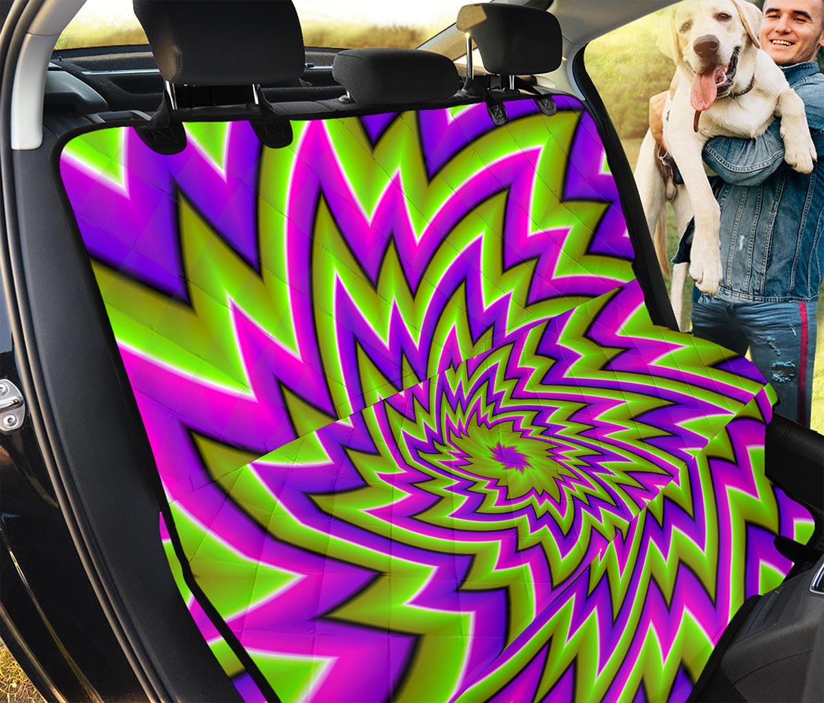 Green Big Bang Moving Optical Illusion Pet Car Back Seat Cover