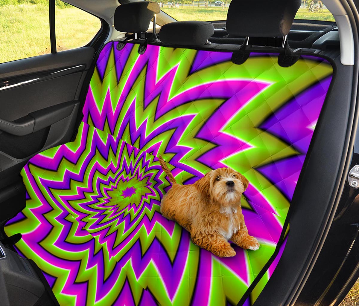 Green Big Bang Moving Optical Illusion Pet Car Back Seat Cover