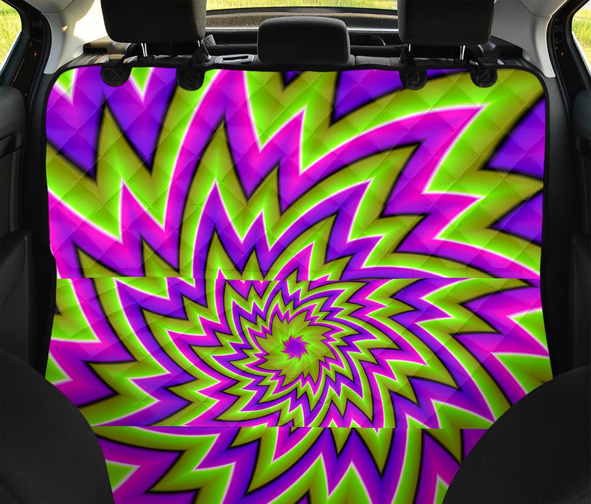 Green Big Bang Moving Optical Illusion Pet Car Back Seat Cover