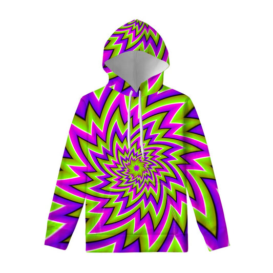 Green Big Bang Moving Optical Illusion Pullover Hoodie