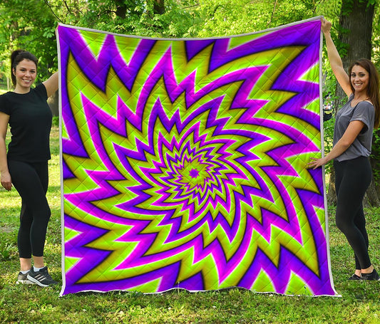Green Big Bang Moving Optical Illusion Quilt