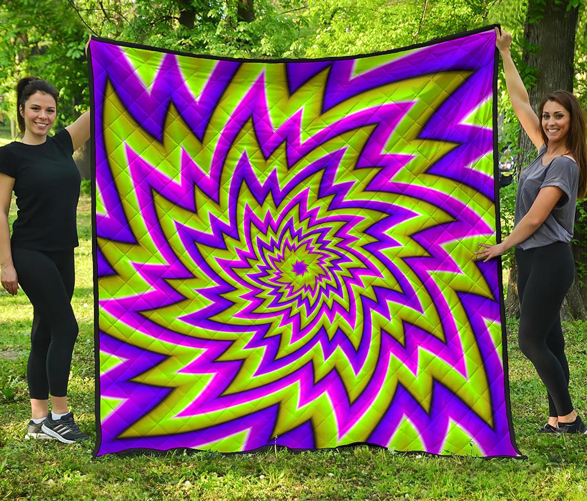 Green Big Bang Moving Optical Illusion Quilt