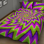 Green Big Bang Moving Optical Illusion Quilt Bed Set