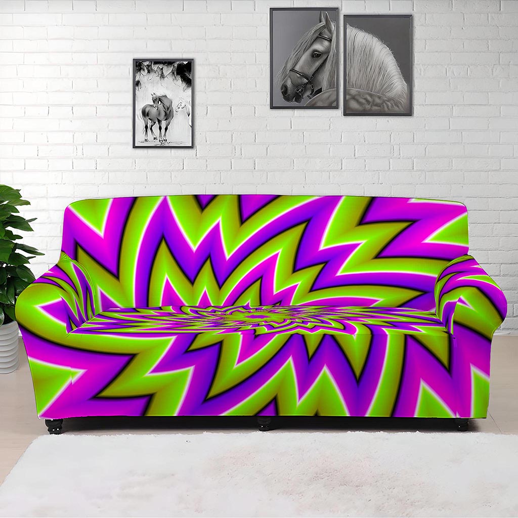 Green Big Bang Moving Optical Illusion Sofa Cover