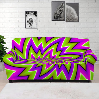 Green Big Bang Moving Optical Illusion Sofa Cover