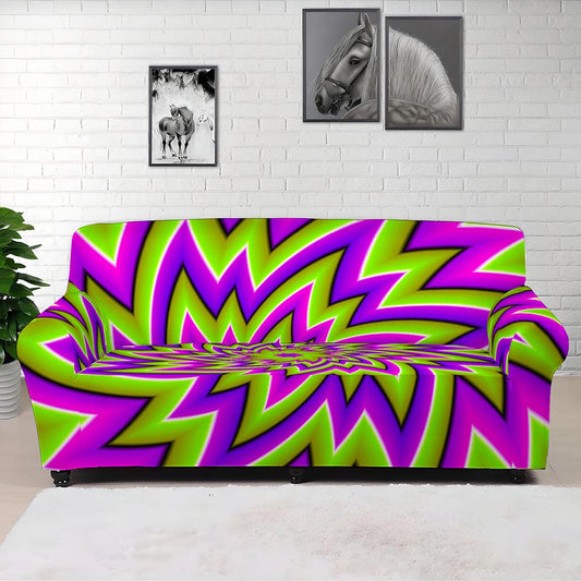 Green Big Bang Moving Optical Illusion Sofa Cover