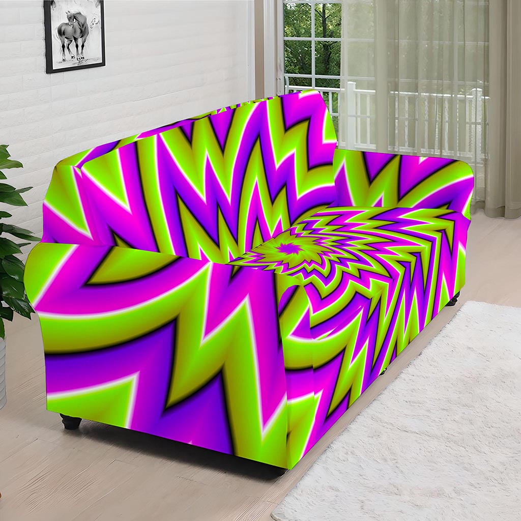Green Big Bang Moving Optical Illusion Sofa Cover