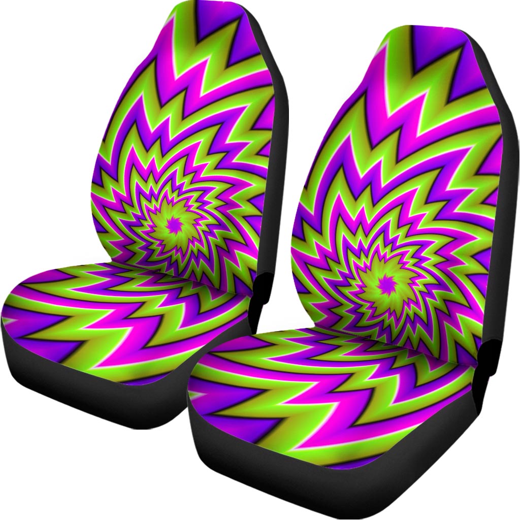 Green Big Bang Moving Optical Illusion Universal Fit Car Seat Covers