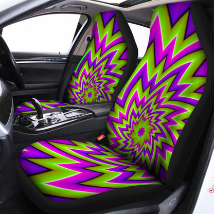 Green Big Bang Moving Optical Illusion Universal Fit Car Seat Covers