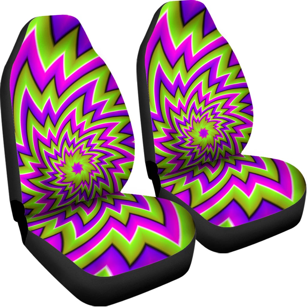 Green Big Bang Moving Optical Illusion Universal Fit Car Seat Covers