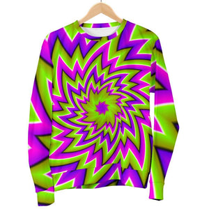 Green Big Bang Moving Optical Illusion Women's Crewneck Sweatshirt GearFrost