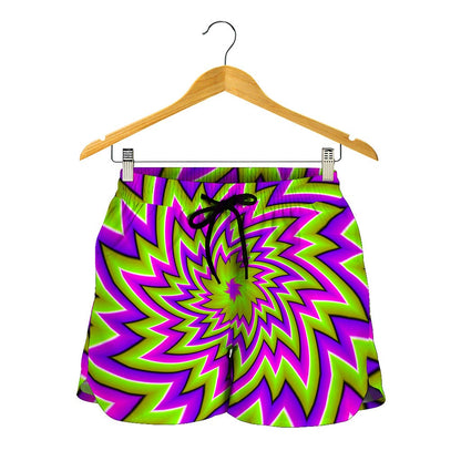 Green Big Bang Moving Optical Illusion Women's Shorts