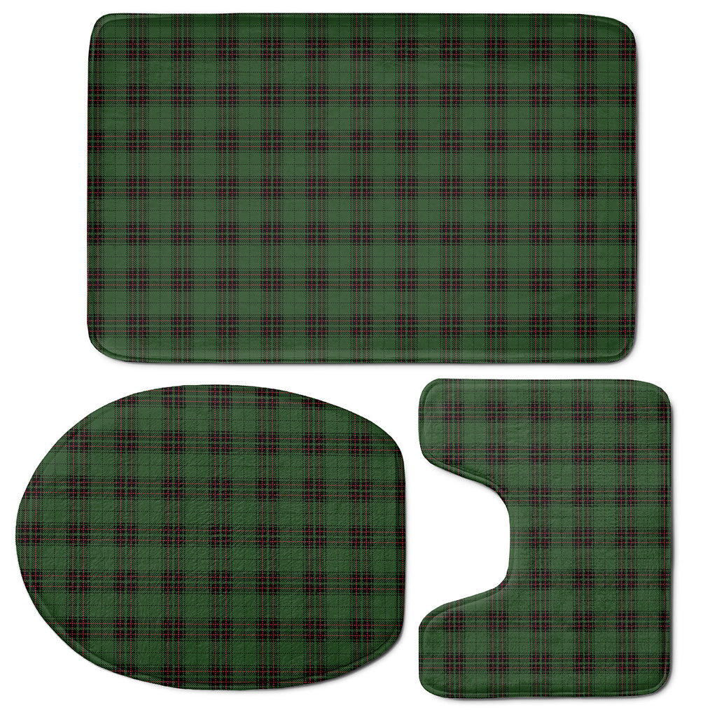 Green Black And Red Tartan Pattern Print 3 Piece Bath Mat Set