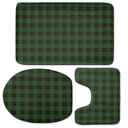 Green Black And Red Tartan Pattern Print 3 Piece Bath Mat Set