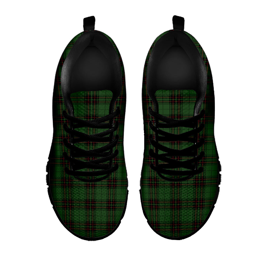 Green Black And Red Tartan Pattern Print Black Sneakers