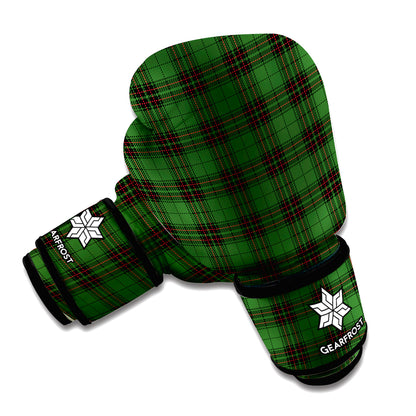 Green Black And Red Tartan Pattern Print Boxing Gloves