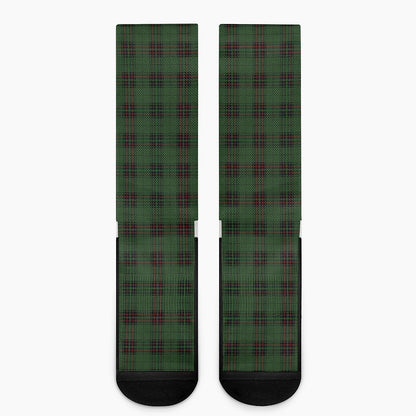 Green Black And Red Tartan Pattern Print Crew Socks